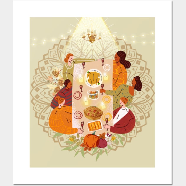 Thanksgiving Dinner with friends Wall Art by ariverde